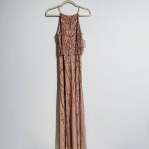 Adrianna Papell - Rose Gold High Neck Gown 40119